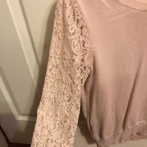 Semi casual pink lace long sleeve top